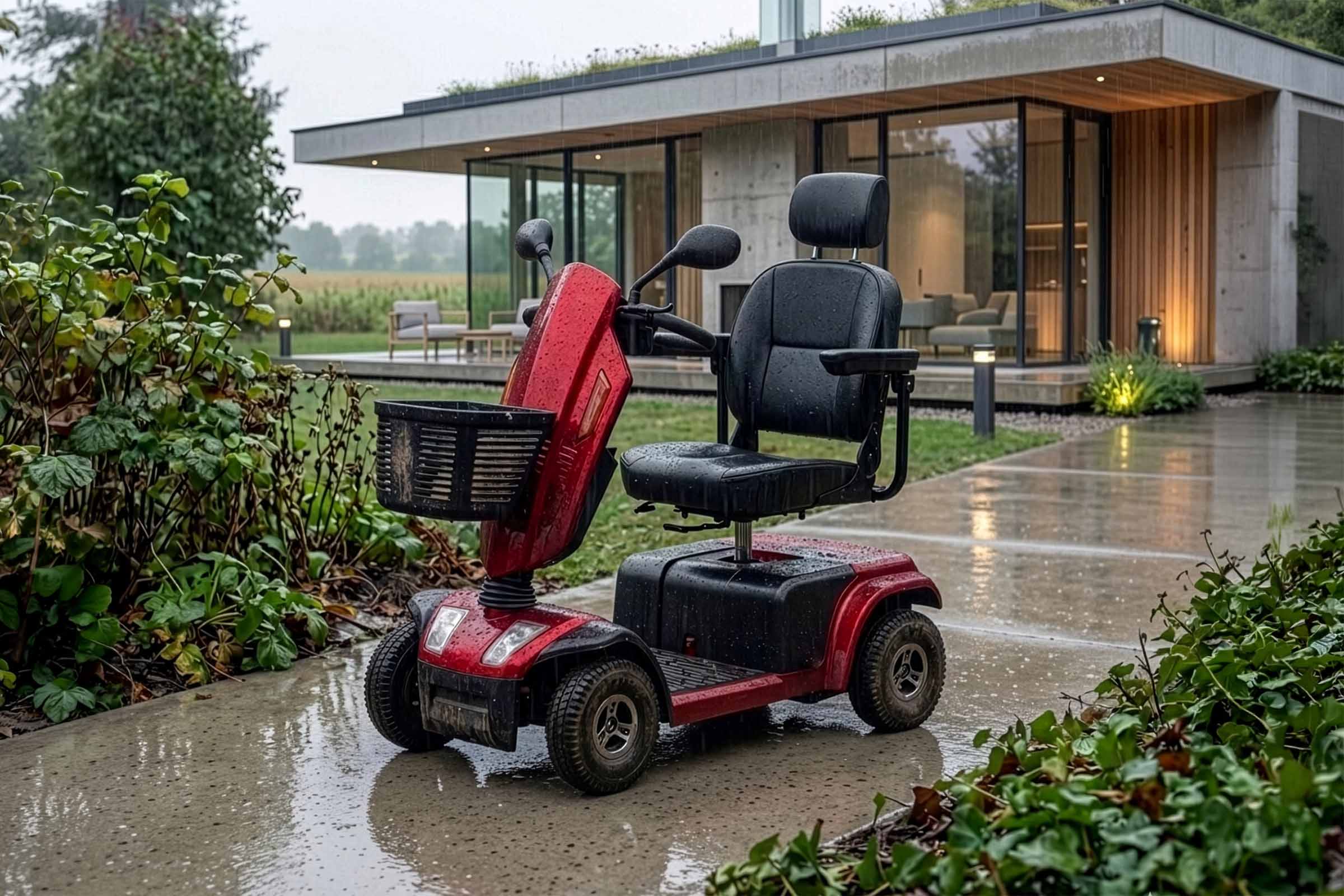 Elektromobil durch den Winter, E-Mobil im Regen