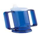 Schräger Trinkbecher mit Griffen Handycup Farbe blau halbtransparent