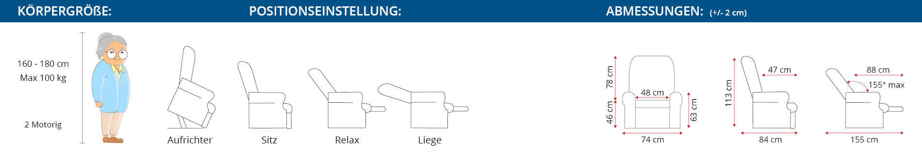 Abmessungen Aufstehsessel Feroe