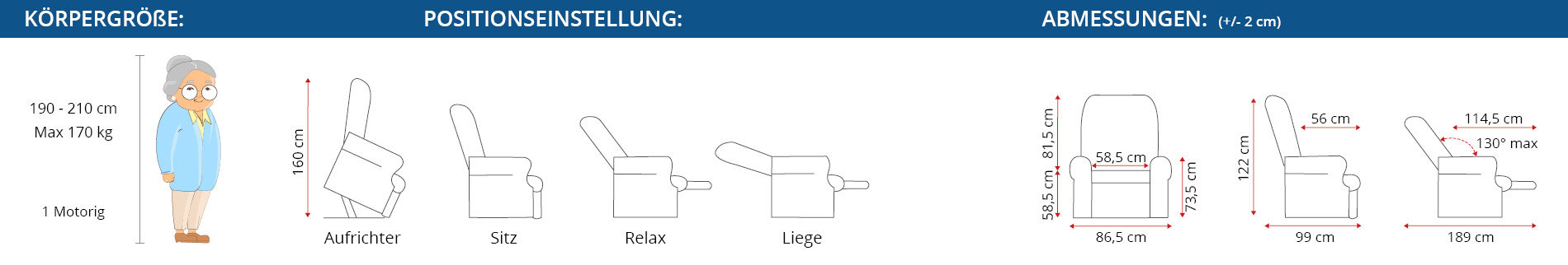 Abmessungen Spez. Komfort 1 Motor