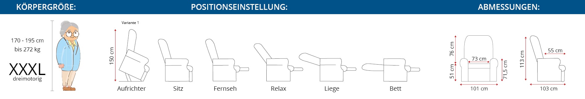 Abmessungen XXXL Sessel