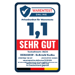 Testsiegel Note Sehr Gut für Rollstuhl Karibu bei Warentest Online