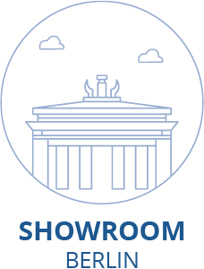 Showroom Berlin Brandenburger Tor mit Schriftzug zum Showroom Berlin