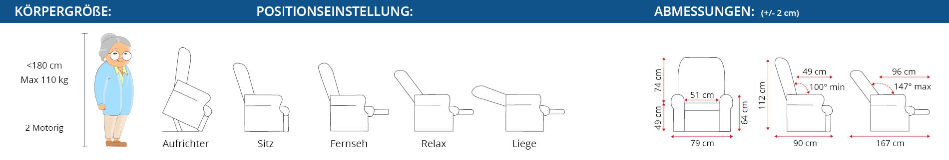 Abmessungen Aufstehsessel Estroil